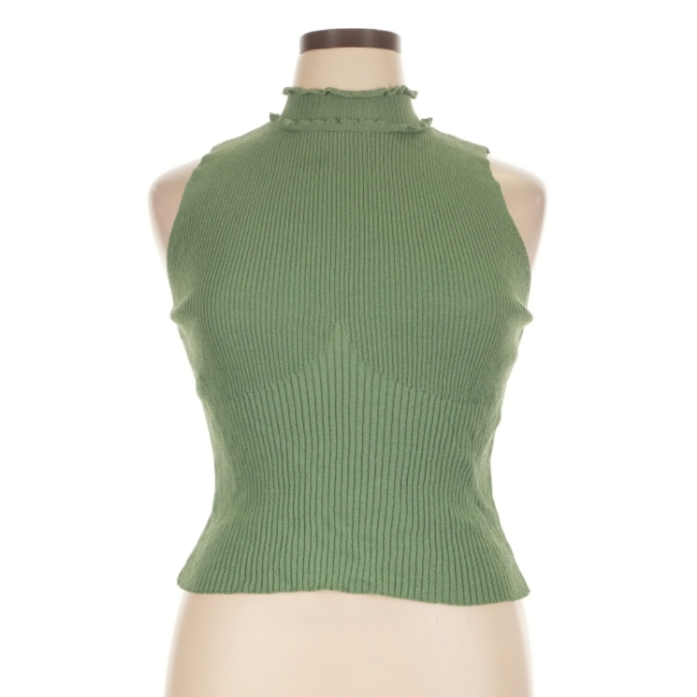 Topshop Green Ribbed Crop Top  Sz 14P